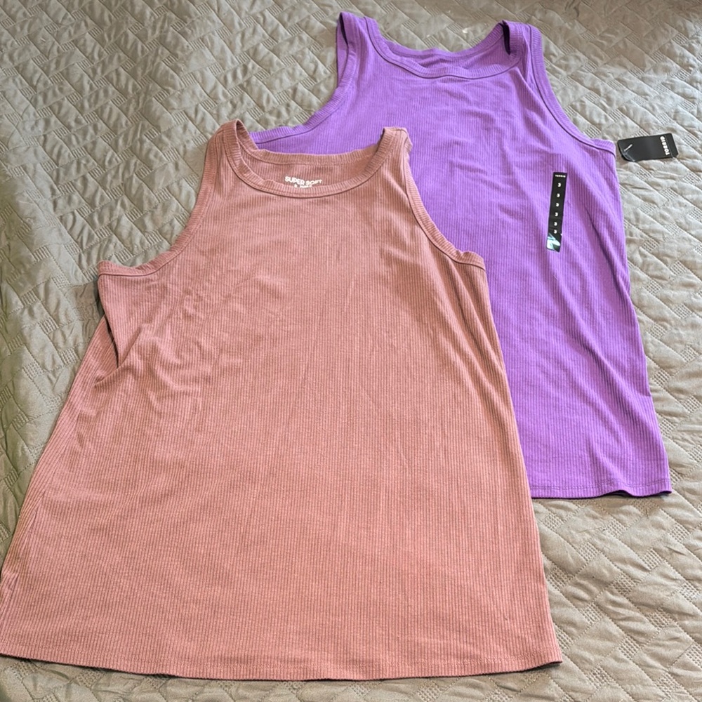 NWT Torrid Rose and Purple ribbed Tank Tops